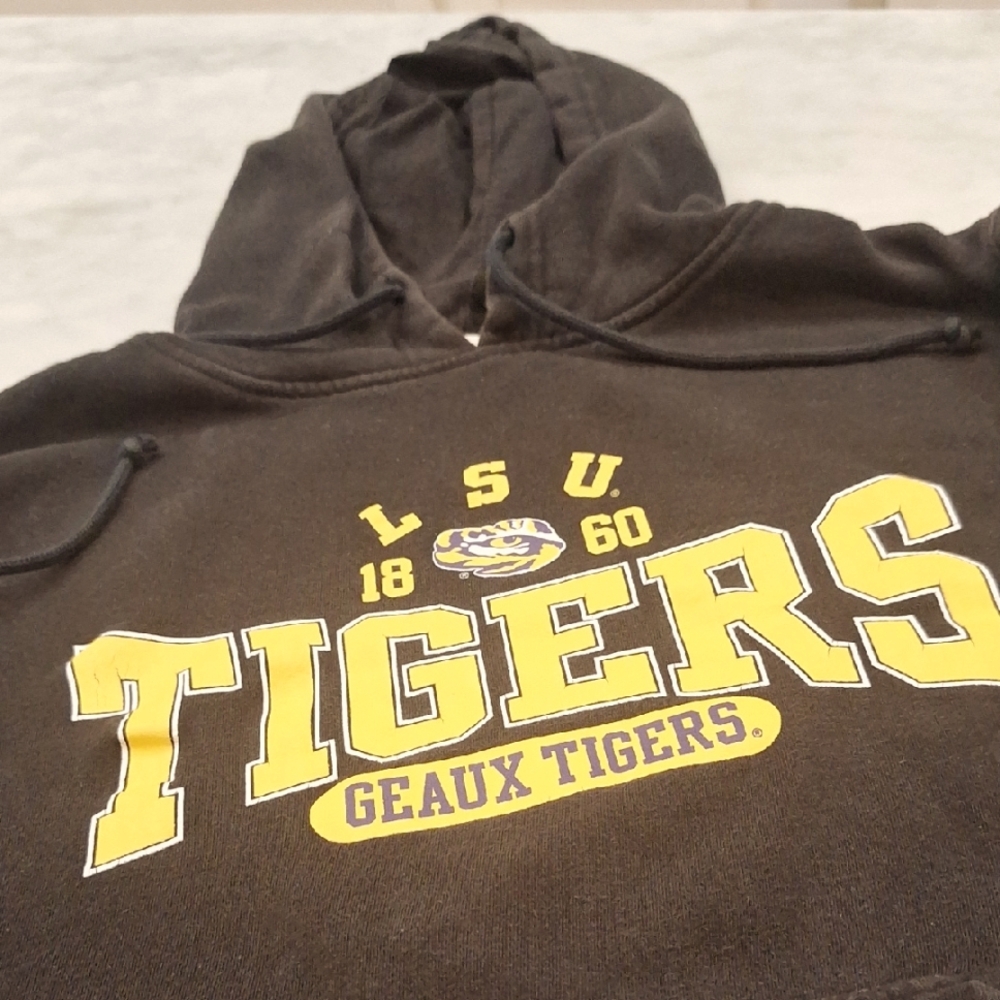 Soffee LSU Tigers Black Pocket Drawstring Hoodie‎ Mens Lg Unisex Louisiana State
